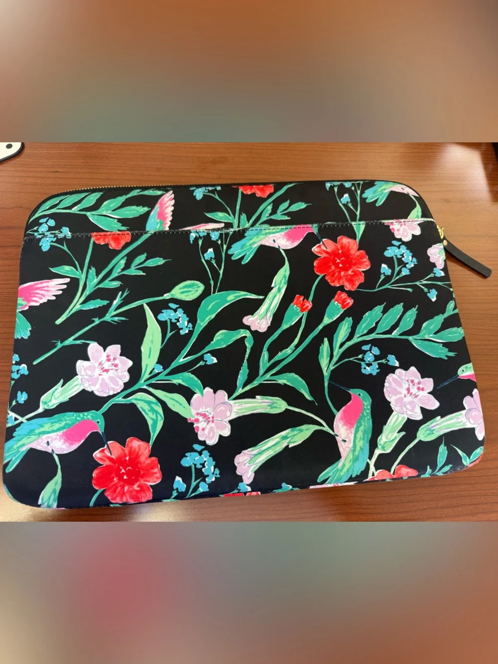 Kate spade Wilson lane hummingbird floral print black laptop sleeve 13”